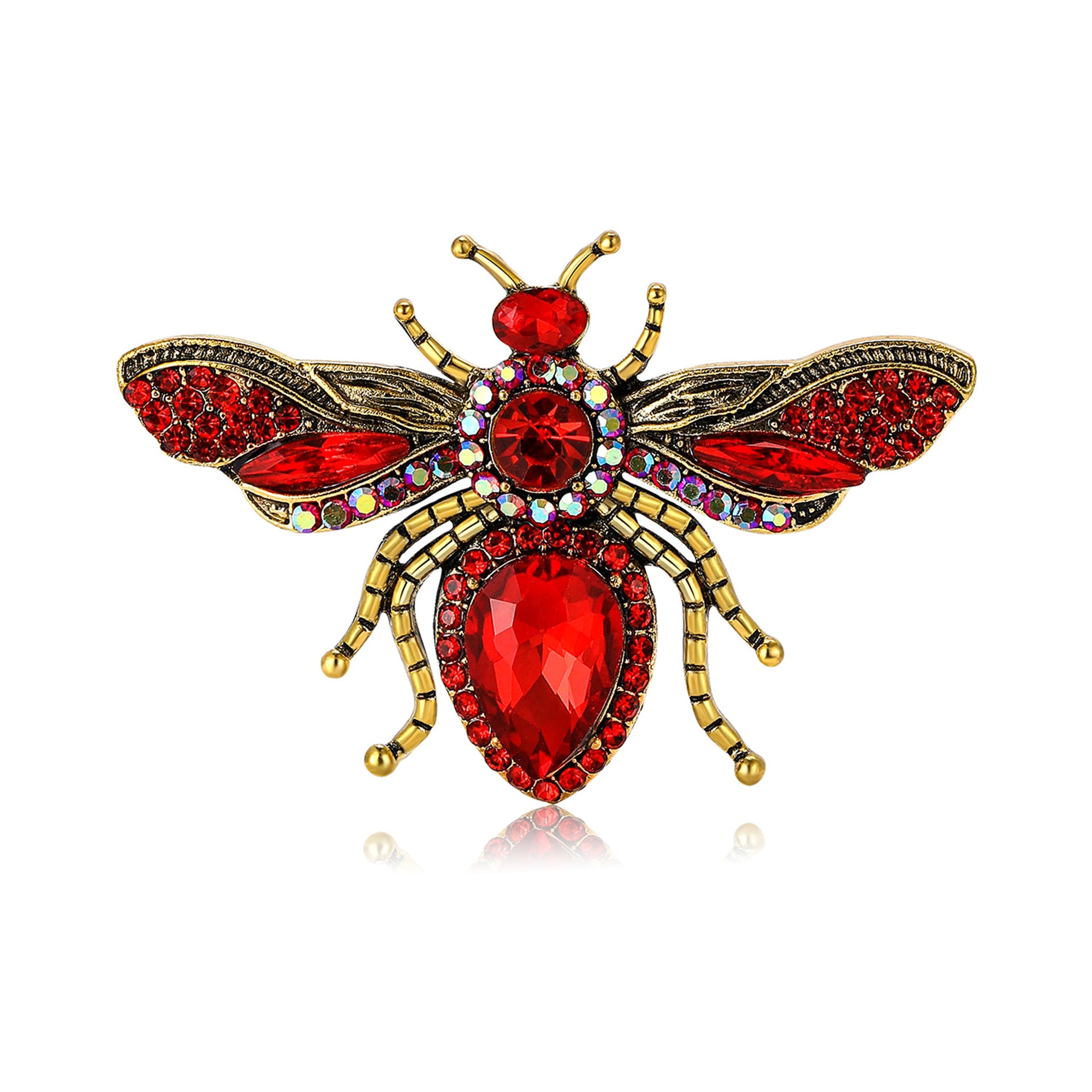 Wholesale Alloy Rhinestone Bee Brooch Pin Chic Unisex Suit Lapel Everyday Accessory