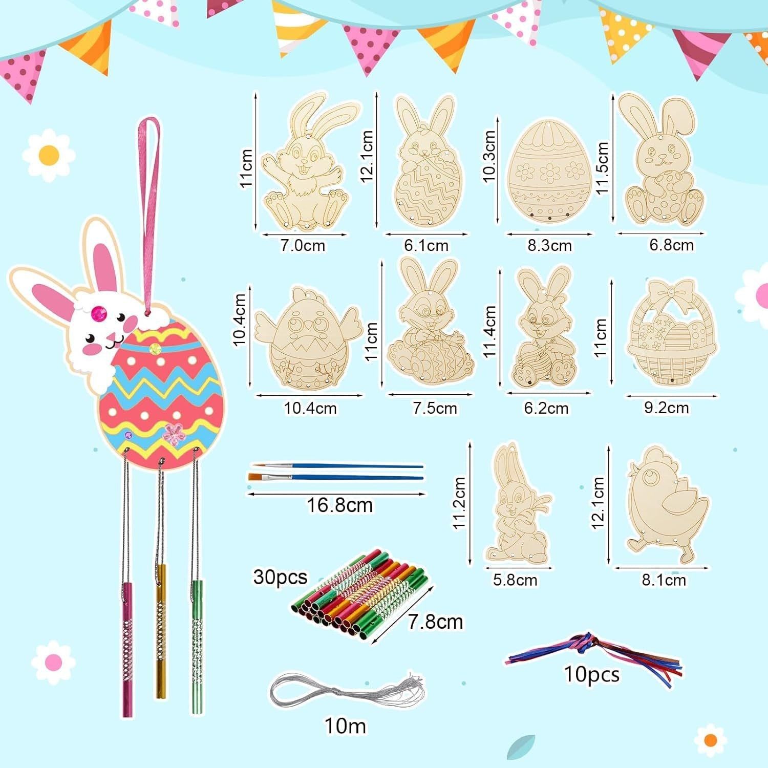 Wholesale wooden chick wind chime suit DIY wooden Easter suit