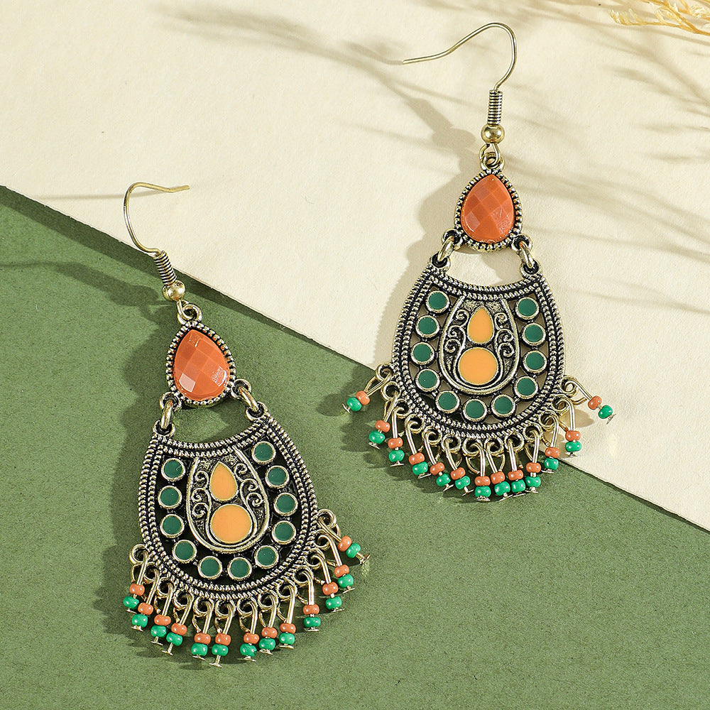 Wholesale Bohemian Green Forest Earrings Set,  Zinc Alloy Ethnic Style