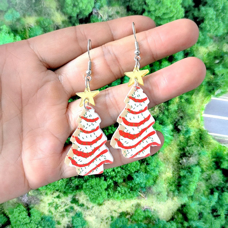 Wholesale Christmas Acrylic Earrings Snowman Bell Tree Hat Cartoon Holiday Jewelry Party Wear Gift