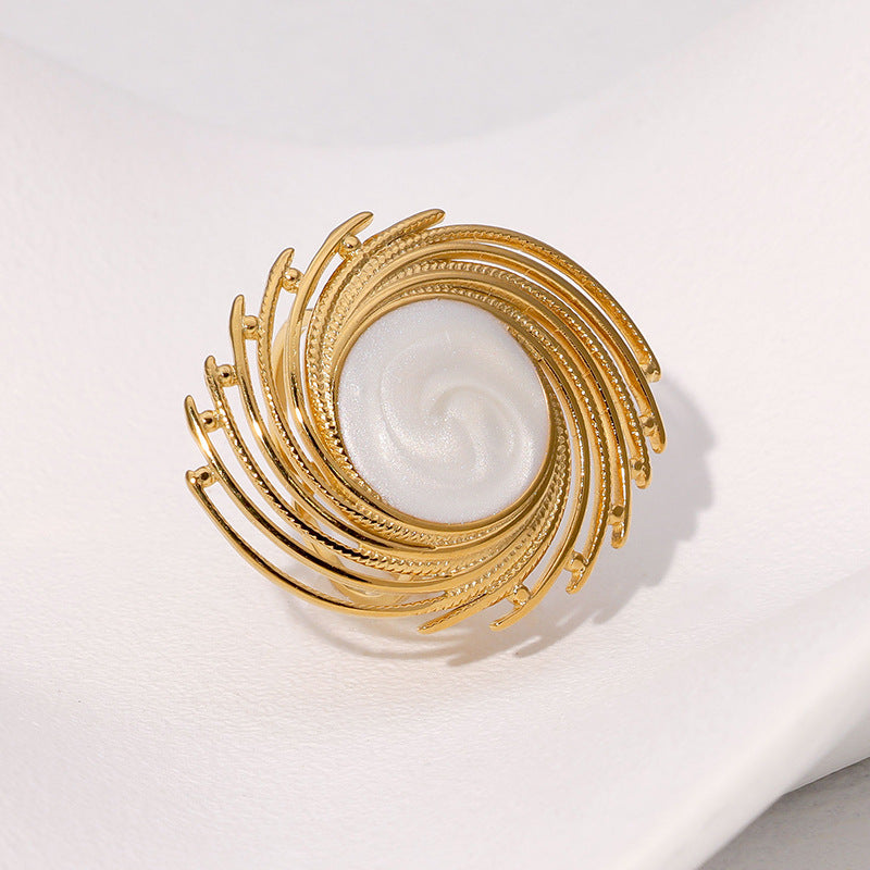 Wholesale geometric glossy stainless steel ring