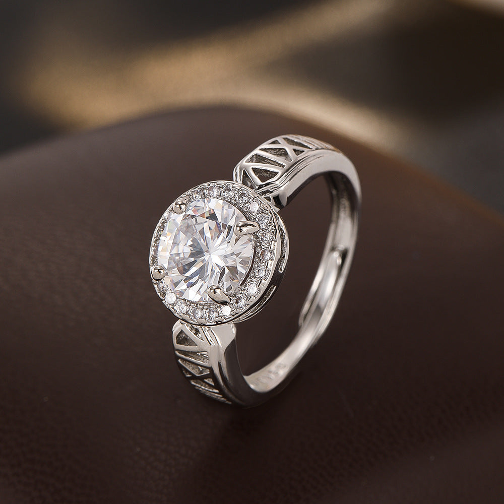 Wholesale Copper Zircon Roman Numeral Ring Stylish Silver Tone Women S Fashion Accessory For Everyday Wear Gift