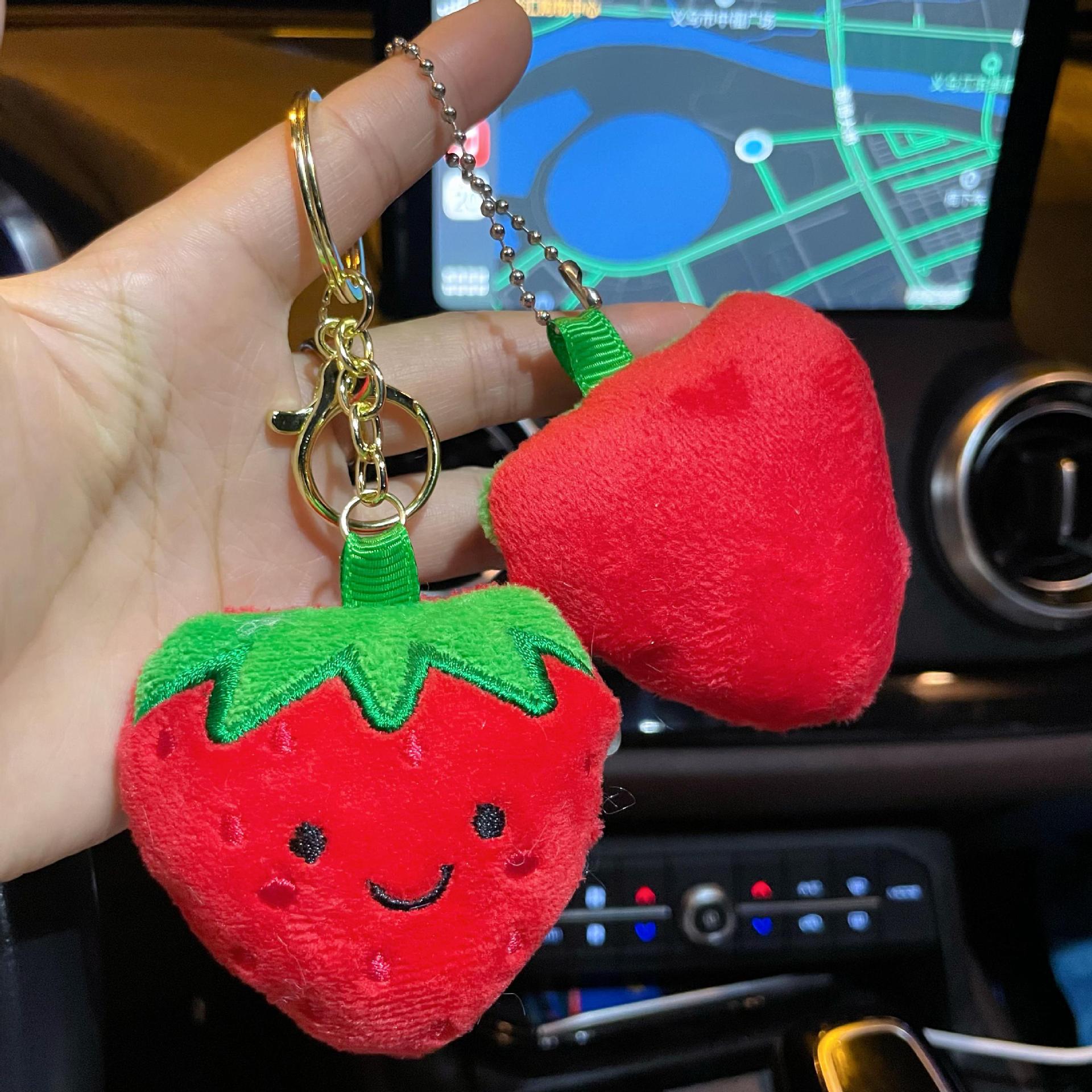 Wholesale Cute Cartoon Strawberry Plush Keychain Bag Charm Car Accessory Gift