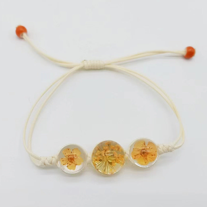 Wholesale Cherry Blossom Plum Blossoms Gypsophila Hand-woven Natural Real Flower Bracelet Rope ACC-BT-Youl007