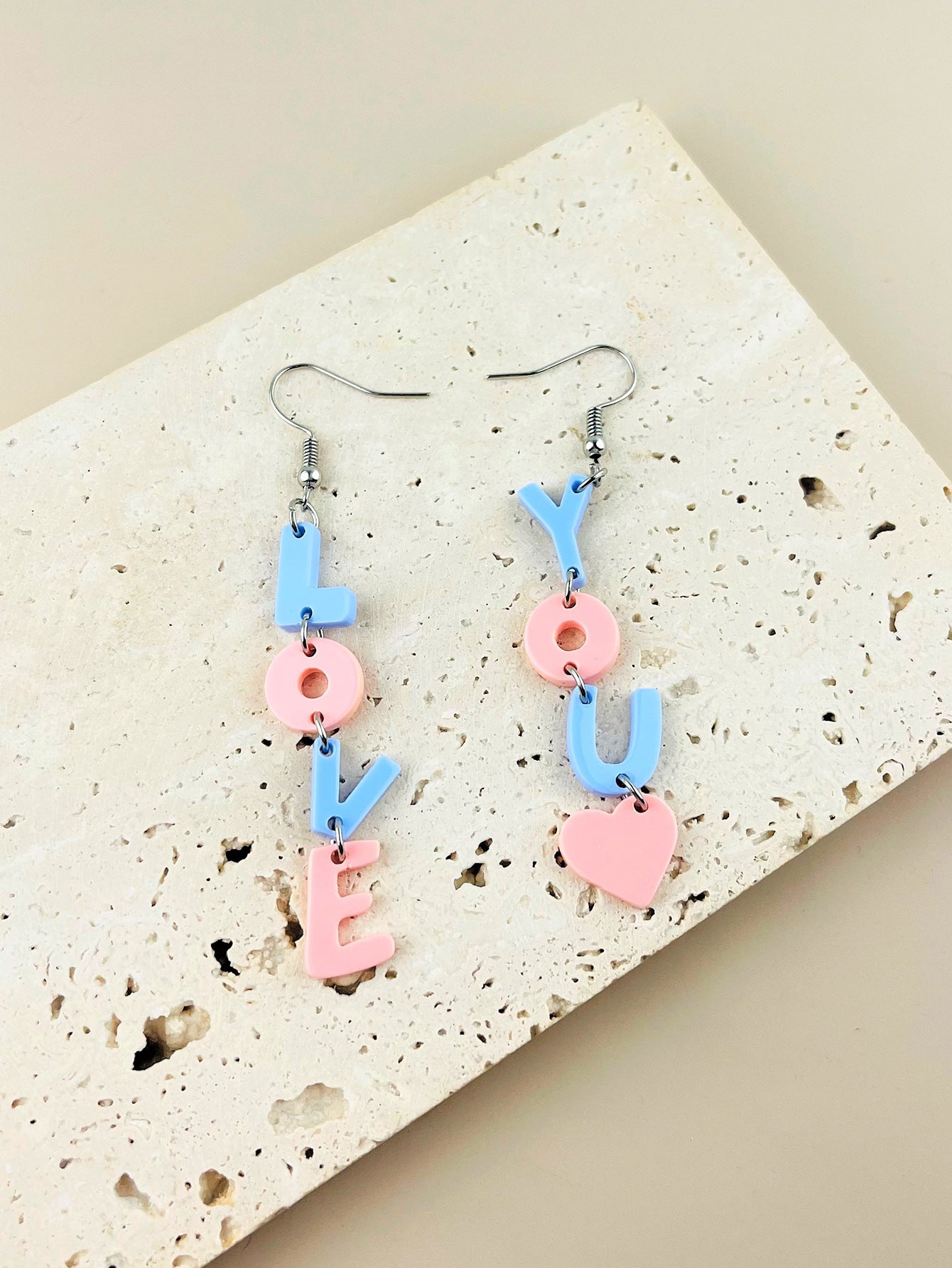 Wholesale  Valentine's Day love Acrylic Color Stitching Letter Women's Earrings