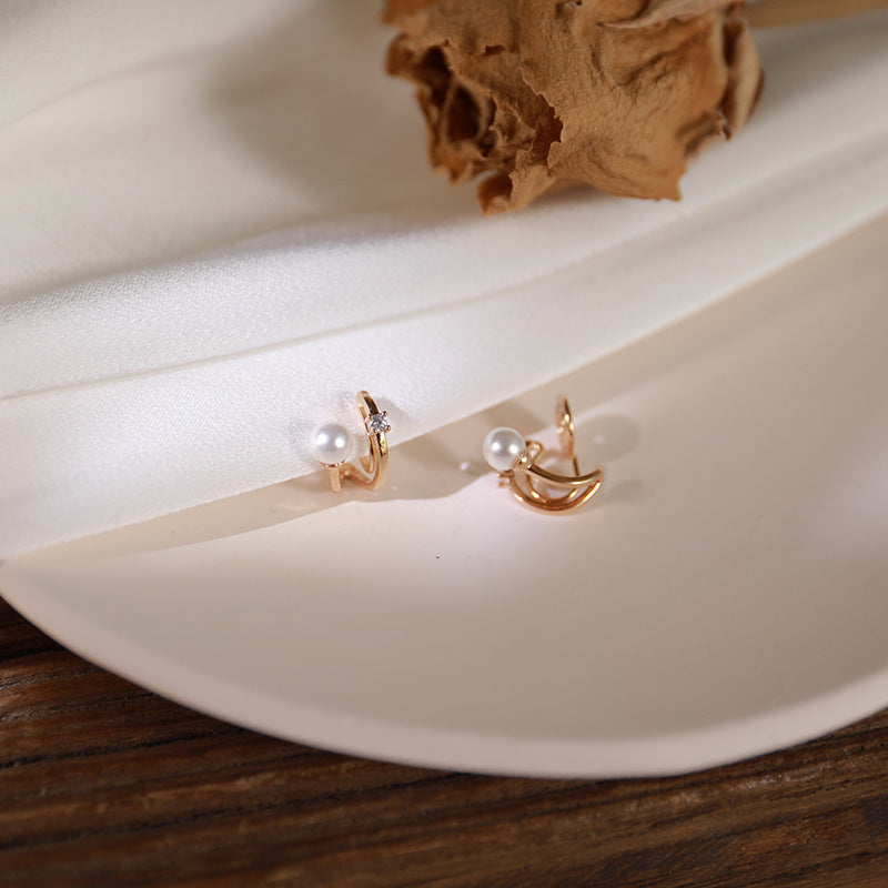 Wholesale Chic Fake Pearl Mosquit Repellent Clip On Earrings Double Layer Boutique Resale