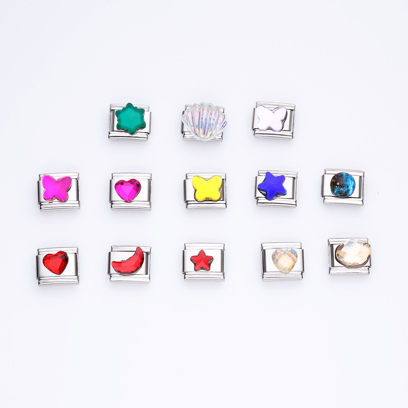 Wholesale 10pcs Italian Charm Bracelet 9mm DIY Splicing Color Series Stainless Steel Composable Bracelet