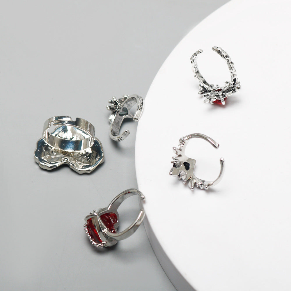 Wholesale Lava Heart Ring Angel Wings Love Cross Dark Gothic Open Rings ACC-RS-HX002