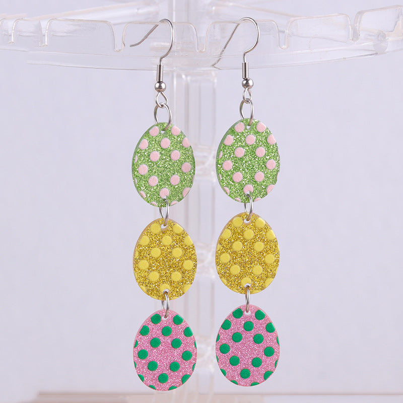 Wholesale 2PCS Acrylic Easter Bunny Egg Earrings