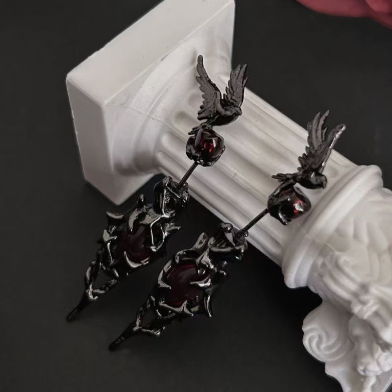 Wholesale Diamond Irregular Hollow Earrings Thorns Rose Earrings