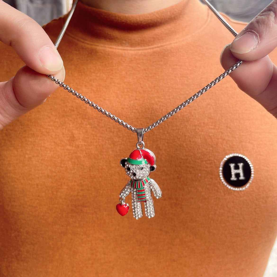 Wholesale Christmas Bear Long Necklace