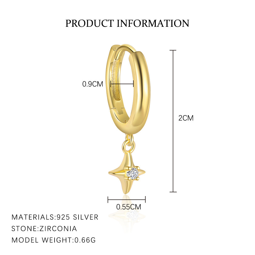 Wholesale S925 sterling silver light luxury diamond cross earrings