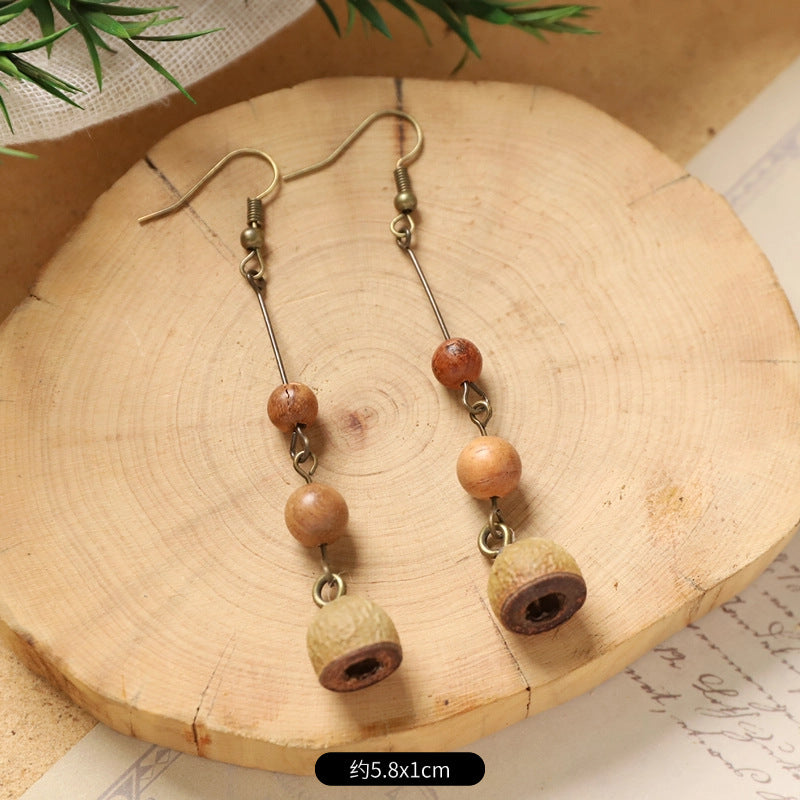 Wholesale Vintage Hand-made Plant Fruit Wood Earrings