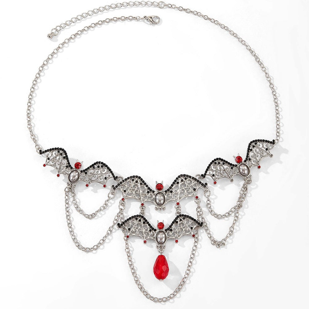 Wholesale Dark Punk  Bat Necklace Alloy Rhinestone Fashion Accessory for Women