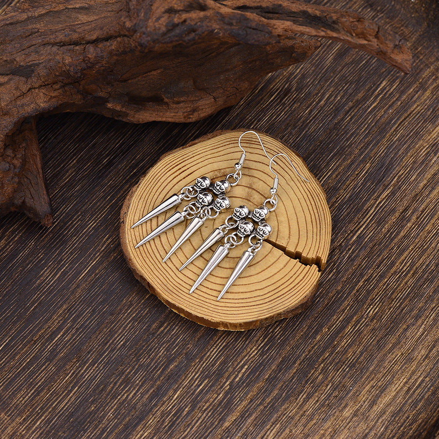 Wholesale Vintage  Antique Silver Skull  Earrings Zinc Alloy Boutique Jewelry