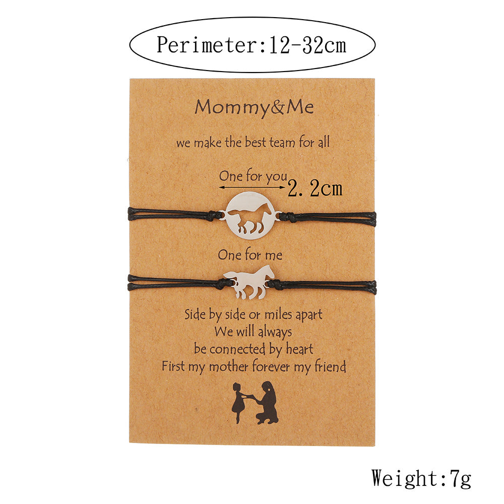 Wholesale Stainless Steel Horse Bracelet Mother's Day Set