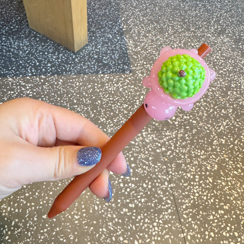 Wholesale Little turtle girl heart gel pen cute fruit and vegetable shape black  pen