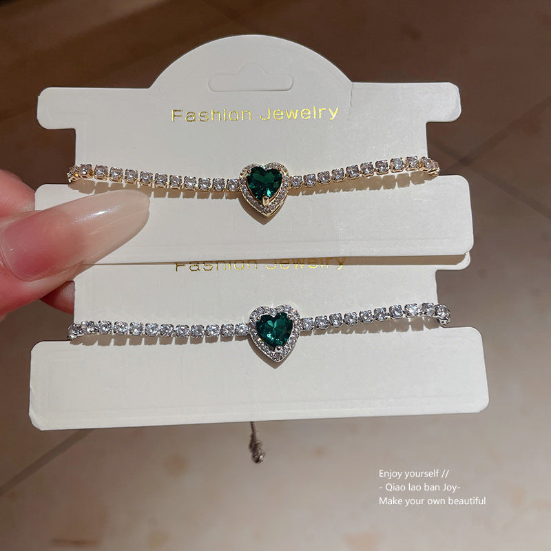 Wholesale Copper Heart-Shaped Zircon Bracelet