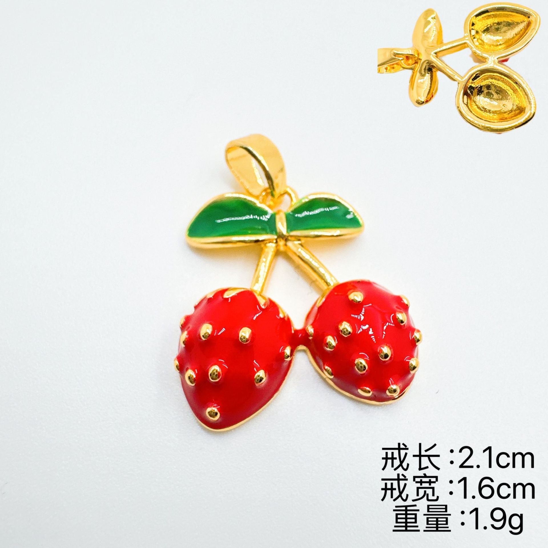 Wholesale Trendy Cherry Pendant Necklace,  Gold Plated Copper Zircon Jewelry Accessory