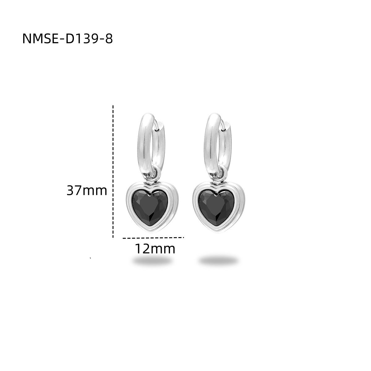 Wholesale  love  light luxury inlaid colored diamond 18K gold stainless steel earrings
