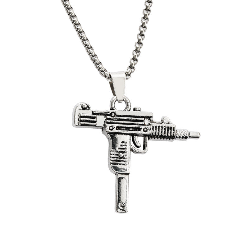 Wholesale Titanium Steel  Light Luxury Niche Unique Submachine Gun Pendant Necklaces