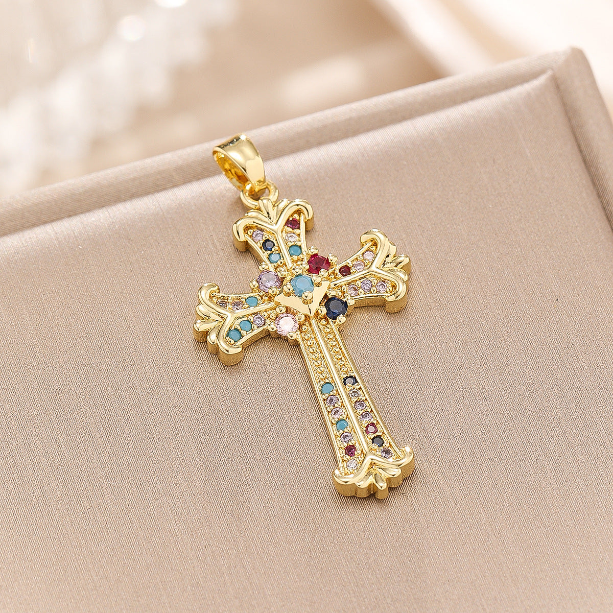 Wholesale Cross Pendant Necklace with Zircon Accent Trendy Jewelry Boutique Resale