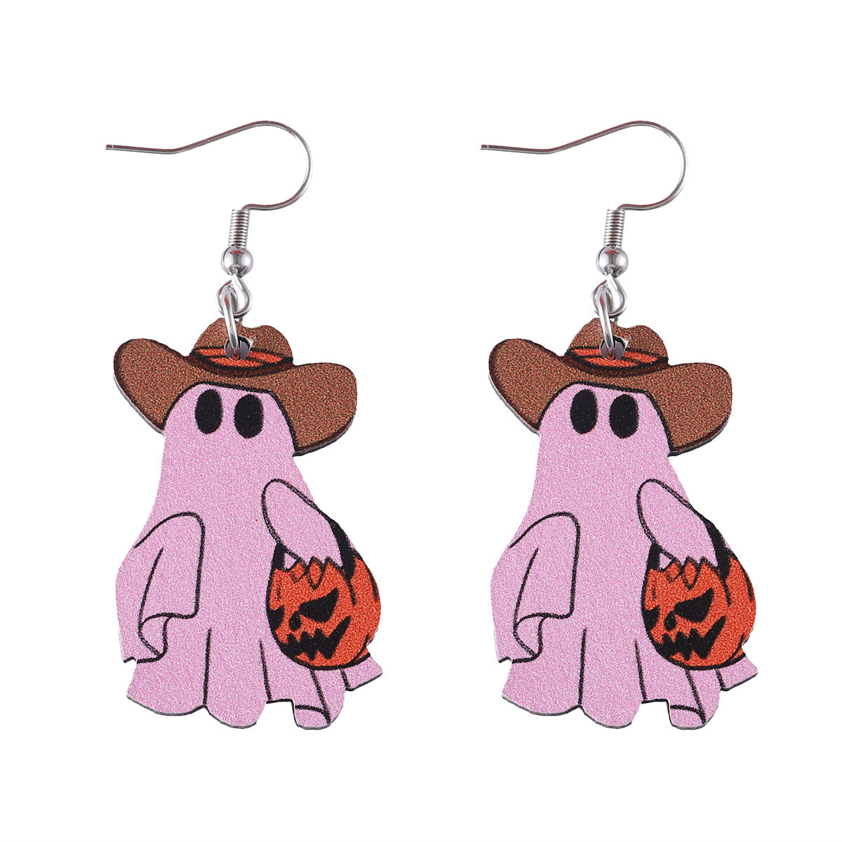 Wholesale  Halloween Ghost Face Pumpkin Cowboy Hat Ghost Pendant Earrings