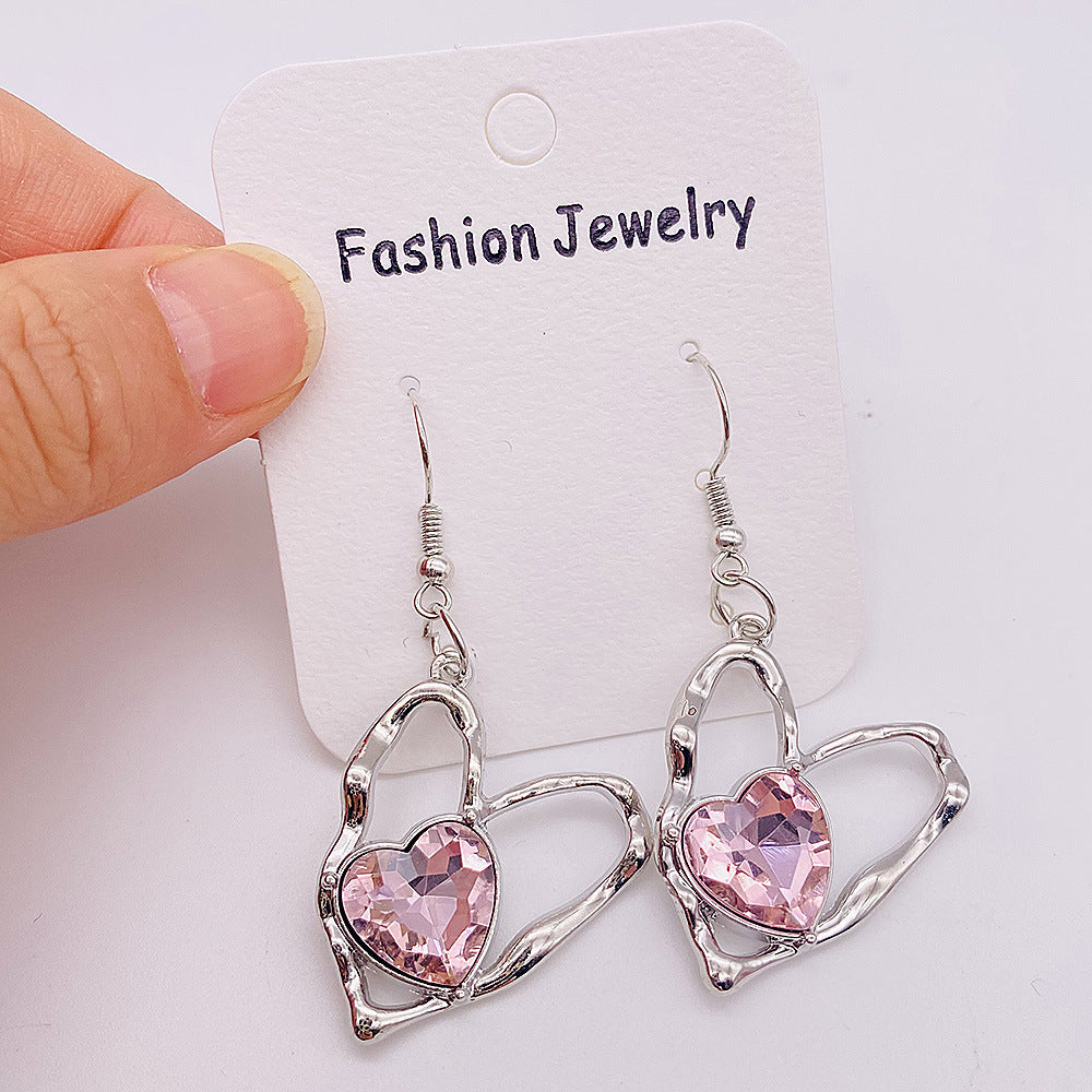 Wholesale  Light Luxury Zircon Earrings Colorful Love Alloy Pendant Earrings