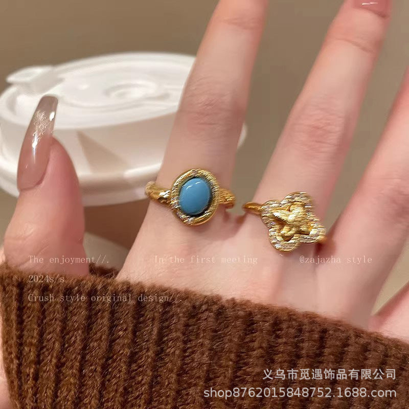 Wholesale Bohemian Ethnic Ring,  Retro Imitation Turquoise,  Alloy,  Women' s Jewelry Accessory for Everyday Wear or Gift
