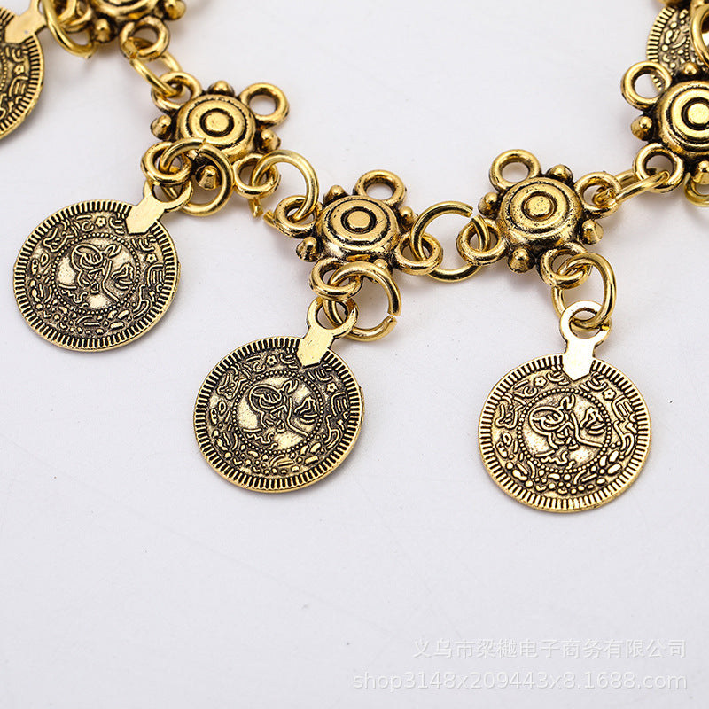 Wholesale Vintage Tassel Coin Bracelet Anklet Bohemian Ethnic Style Jewelry Fashion Accessory Gift for Resale