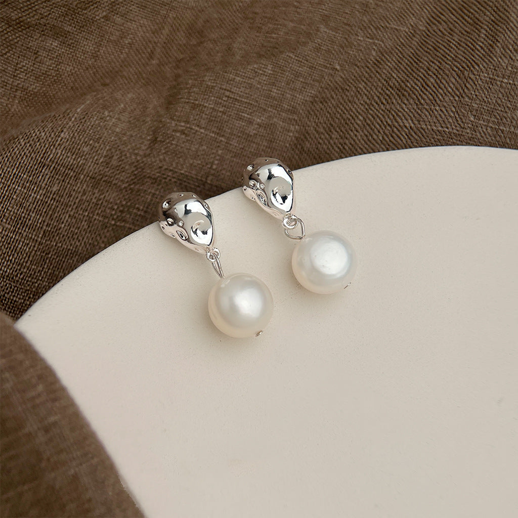 Wholesale Baroque natural pearl French retro earrings