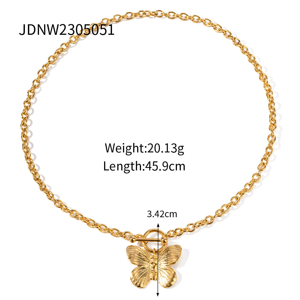 Wholesale Vintage Gold Sand Butterfly Bracelet Ring Necklace Set ACC-ES-WanXing002