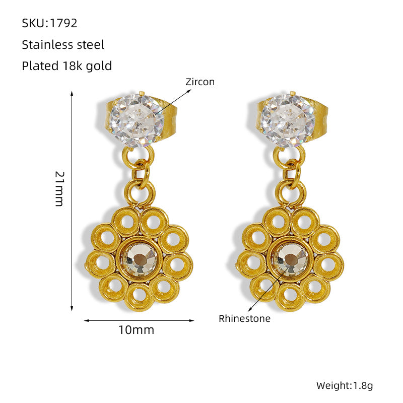 Wholesale Light luxury fashion cross zircon earrings