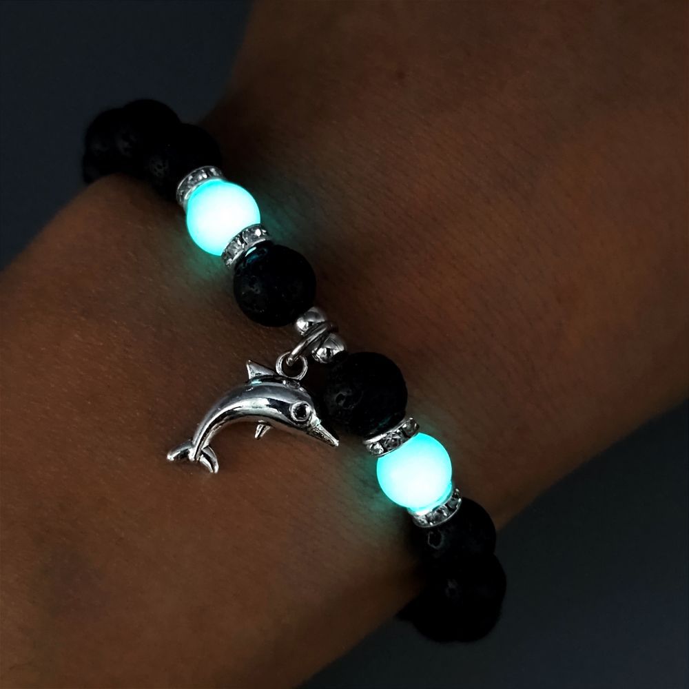 Wholesale  Agate Luminous Jewelry Lava Volcanic Stone  Bracelet