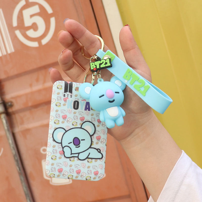 Wholesale Cartoon Silicone Card Holder ID Holder Keychain Cute Keychain ACC-KC-HuoFan006