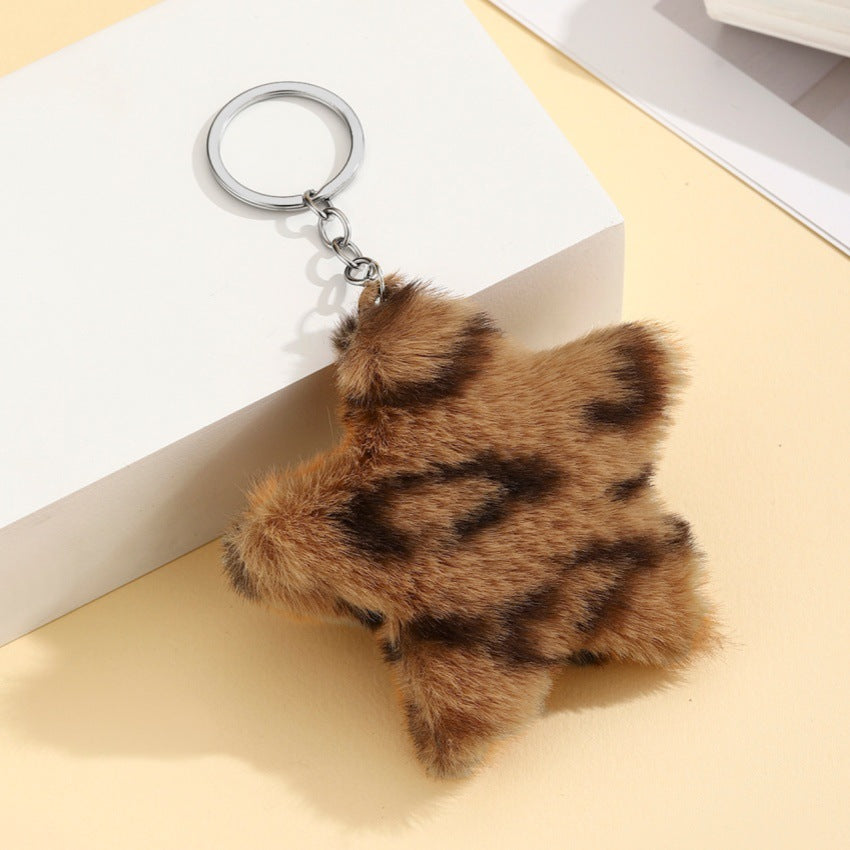 Wholesale plush star  pendant leopard print Keychain