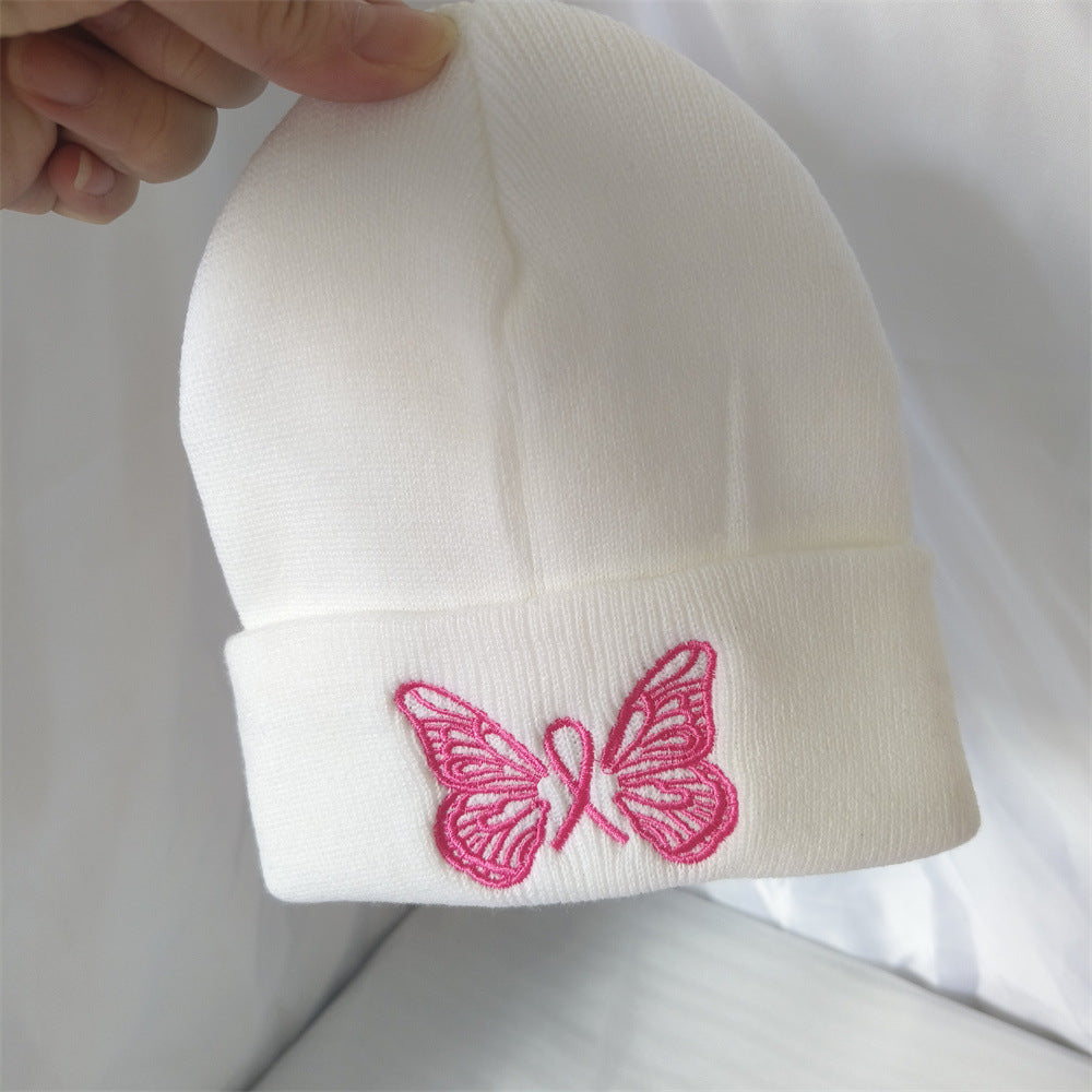 Wholesale Embroidered Butterfly Knitted Hat Wool Hat