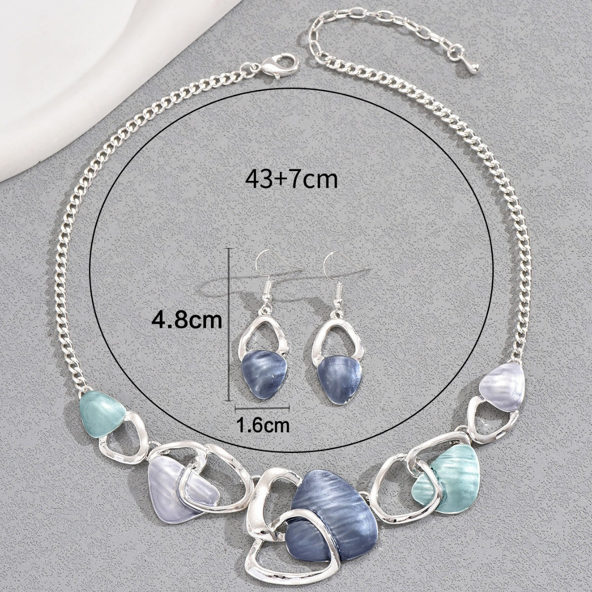 Wholesale  Oil Drop Necklace Earring Set Irregular Design Fashionable round Shape