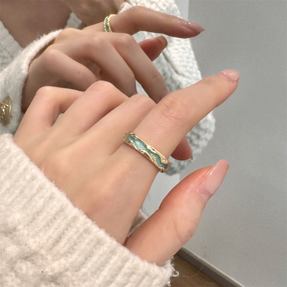 Wholesale Colorful Enamel Mother-of-pearl Butterfly Ring Open Index Finger Ring ACC-RS-Yues007