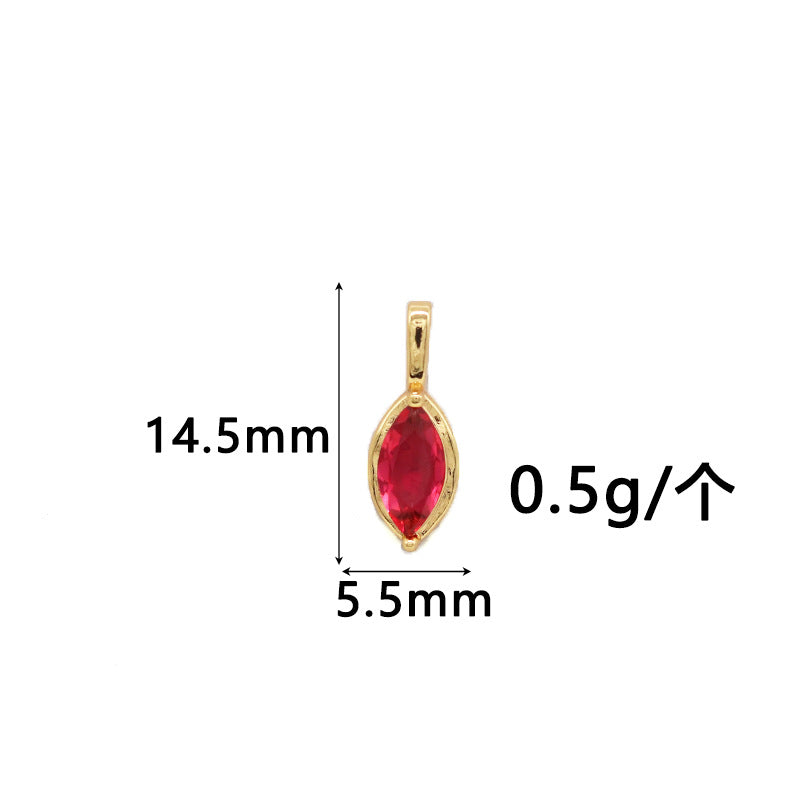 Wholesale Copper Gold-Plated Color-Preserving Pendant with Colorful Zircon Marquise