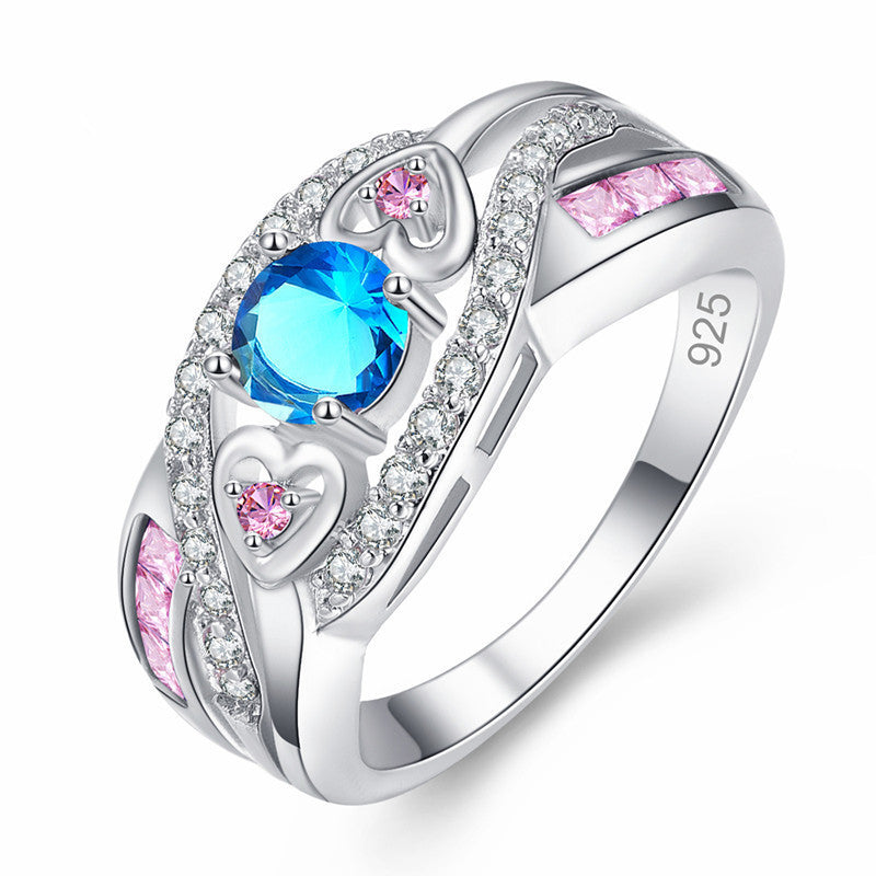 Wholesale  purple diamond love ring  pink zircon ring jewelry