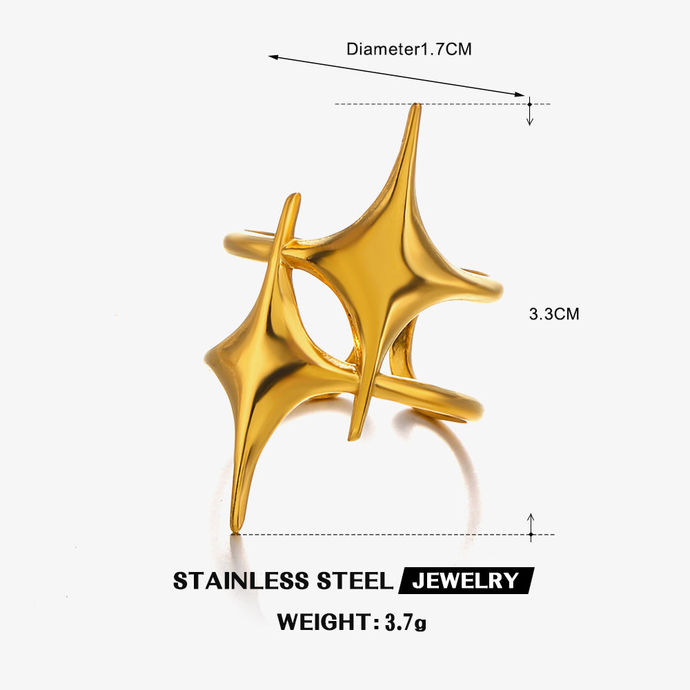 Wholesale Stainless Steel Gold Plated Star Design Ring Fashion Accessory for Women