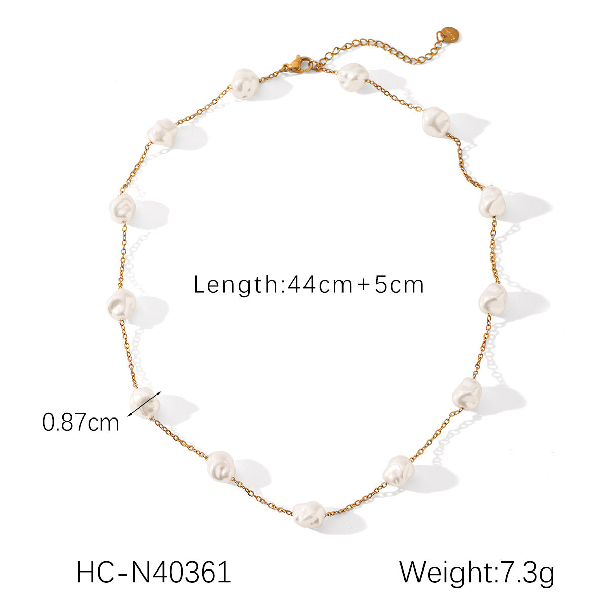 Wholesale Pearl Necklace Stainless Steel 18K Gold Irregular Pearl Necklace