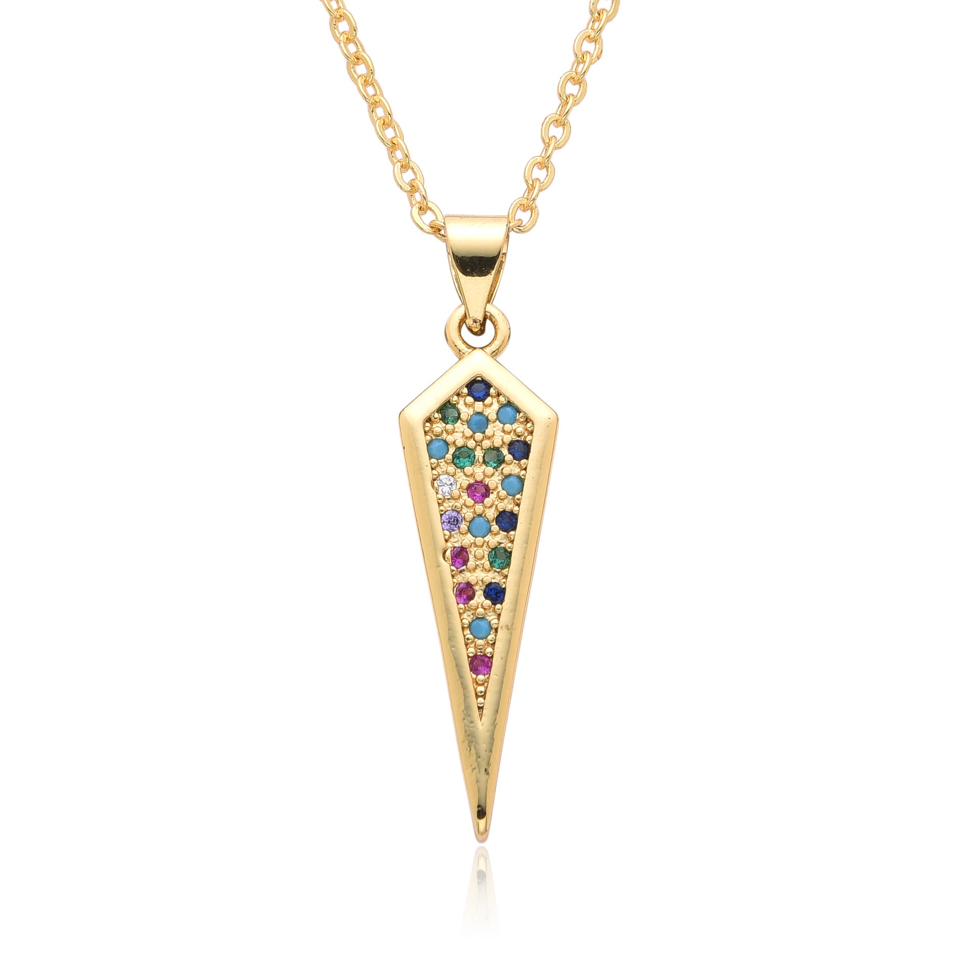 Wholesale sword Crescent ivory pendant necklace micro inlaid zircon  chain necklace