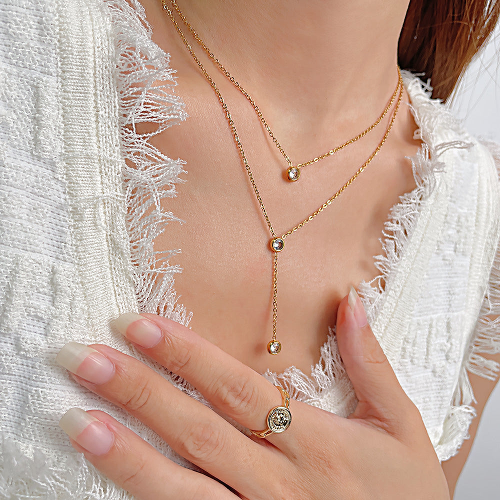 Wholesale double-layer clavicle chain accessories stainless steel necklace