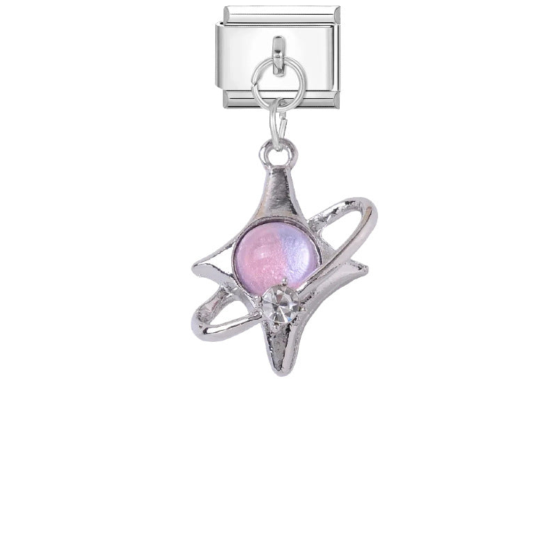 Wholesale Stylish DIY Bracelet Kit Titanium Steel Purple Pink Butterfly Star Charms Jewelry Accessory
