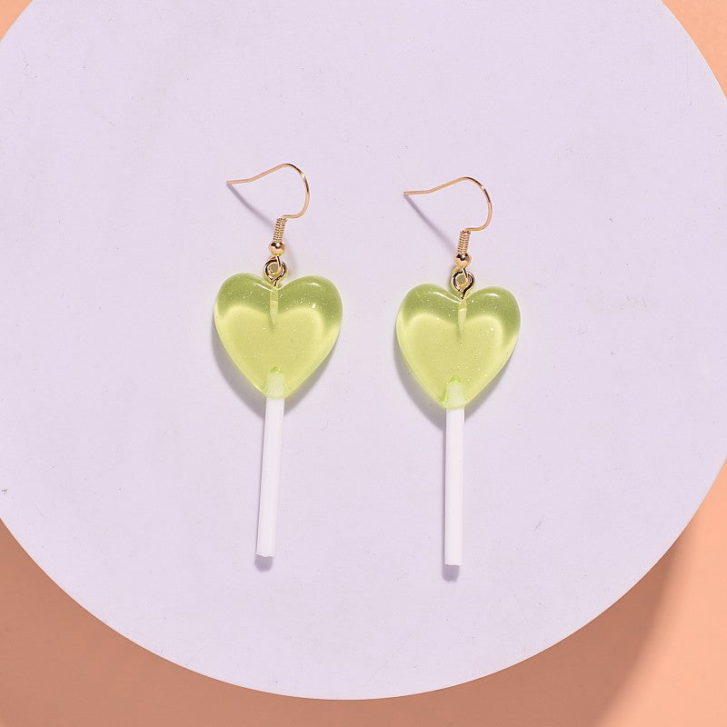 Wholesale Resin HeartShaped Candy Lollipop Earrings Sweet Style Jewelry Accessory