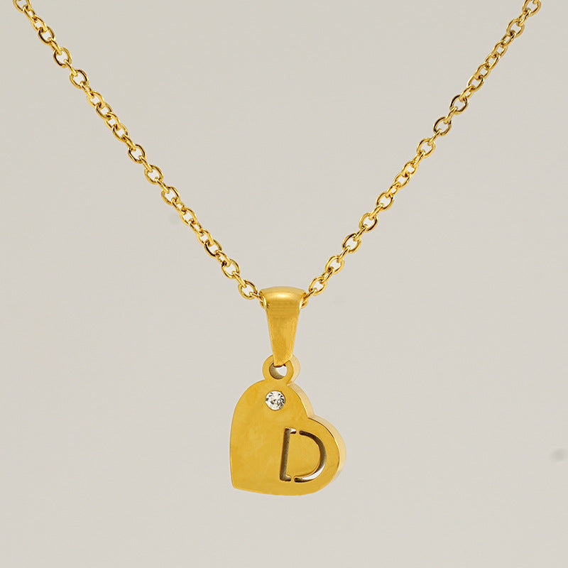 Wholesale Diamond Heart Letter Necklace ACC-NE-ZhongYao005