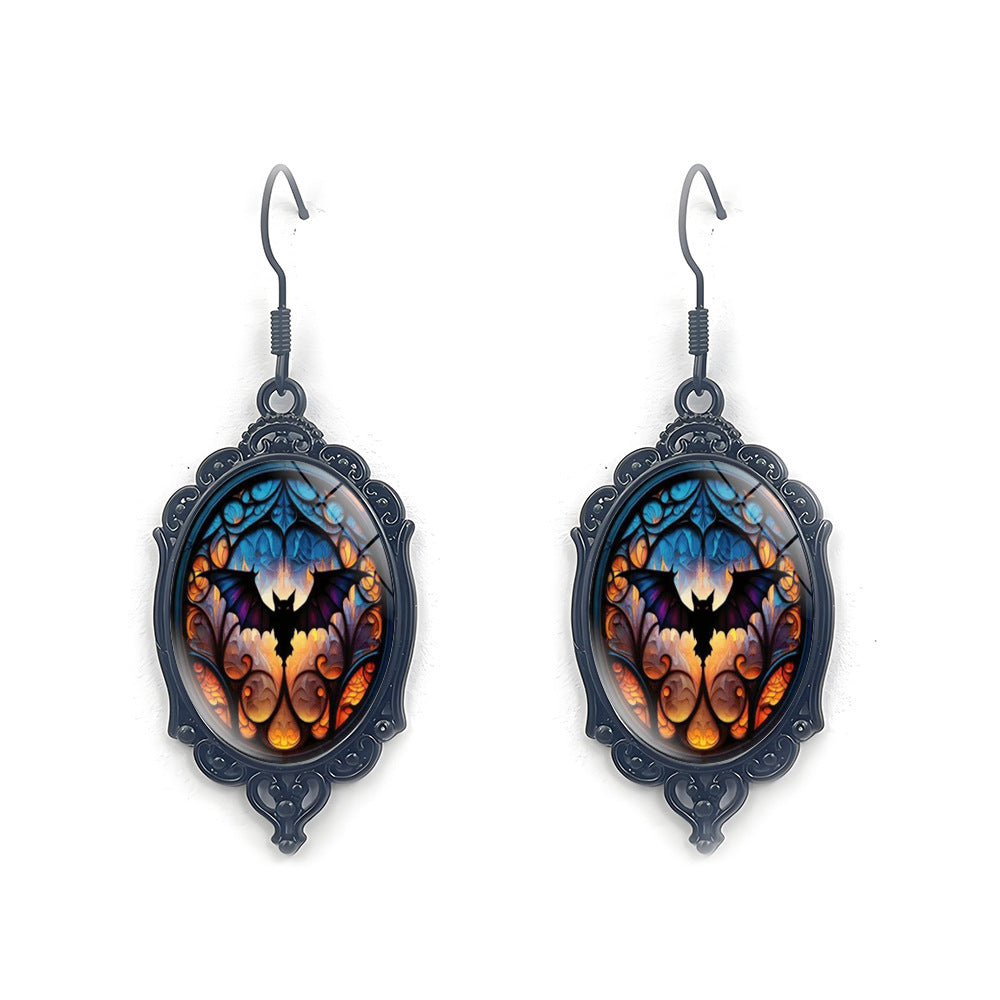 Wholesale Halloween Dark Series Oval Pendant Earrings