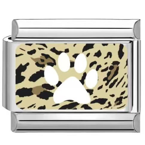 Wholesale Trendy Paw Print Leopard Pattern DIY Stainless Steel Bracelet Charms Jewelry Accessory